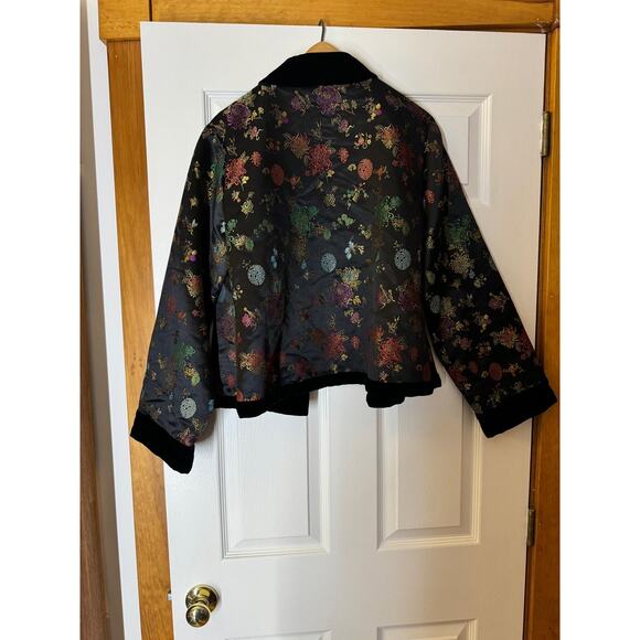 Lord & Taylor Vintage Velvet Floral Blazer Silk Lining Sz L/XL - Picture 2 of 8